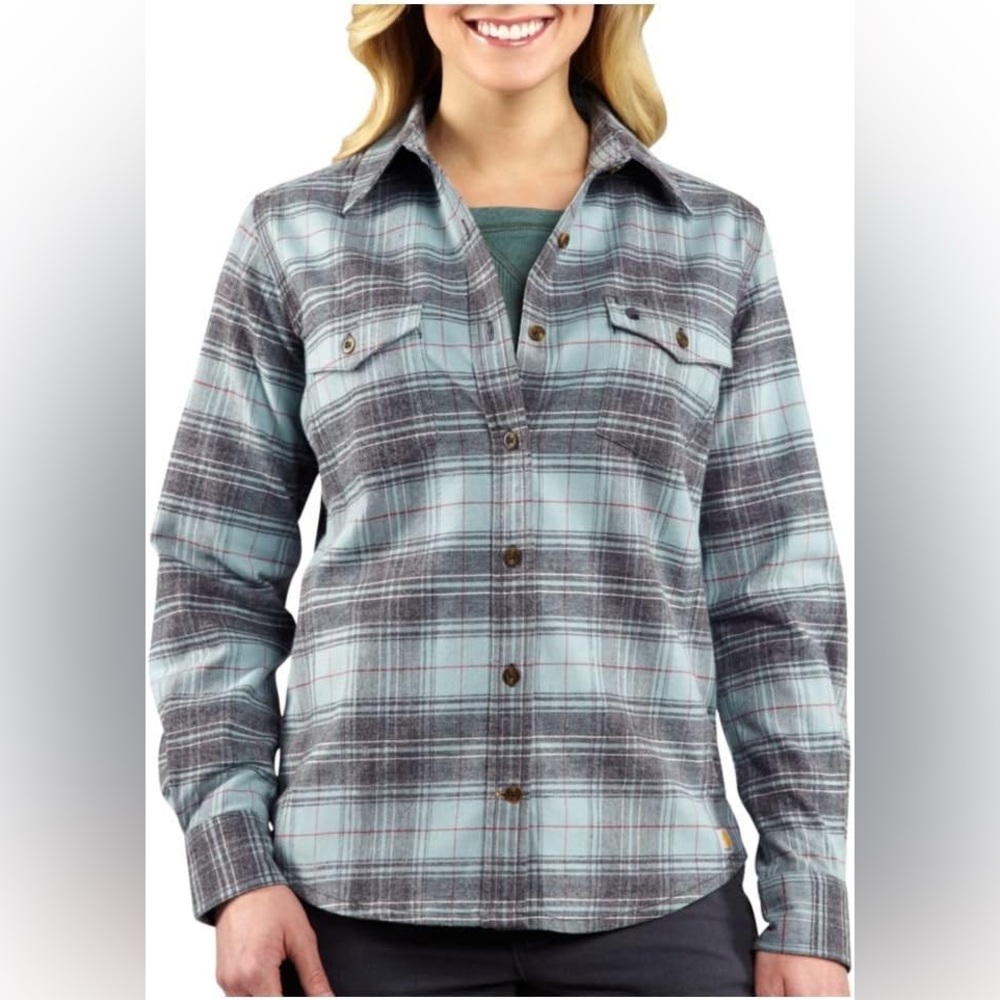 Carhartt plaid button down long sleeve top
